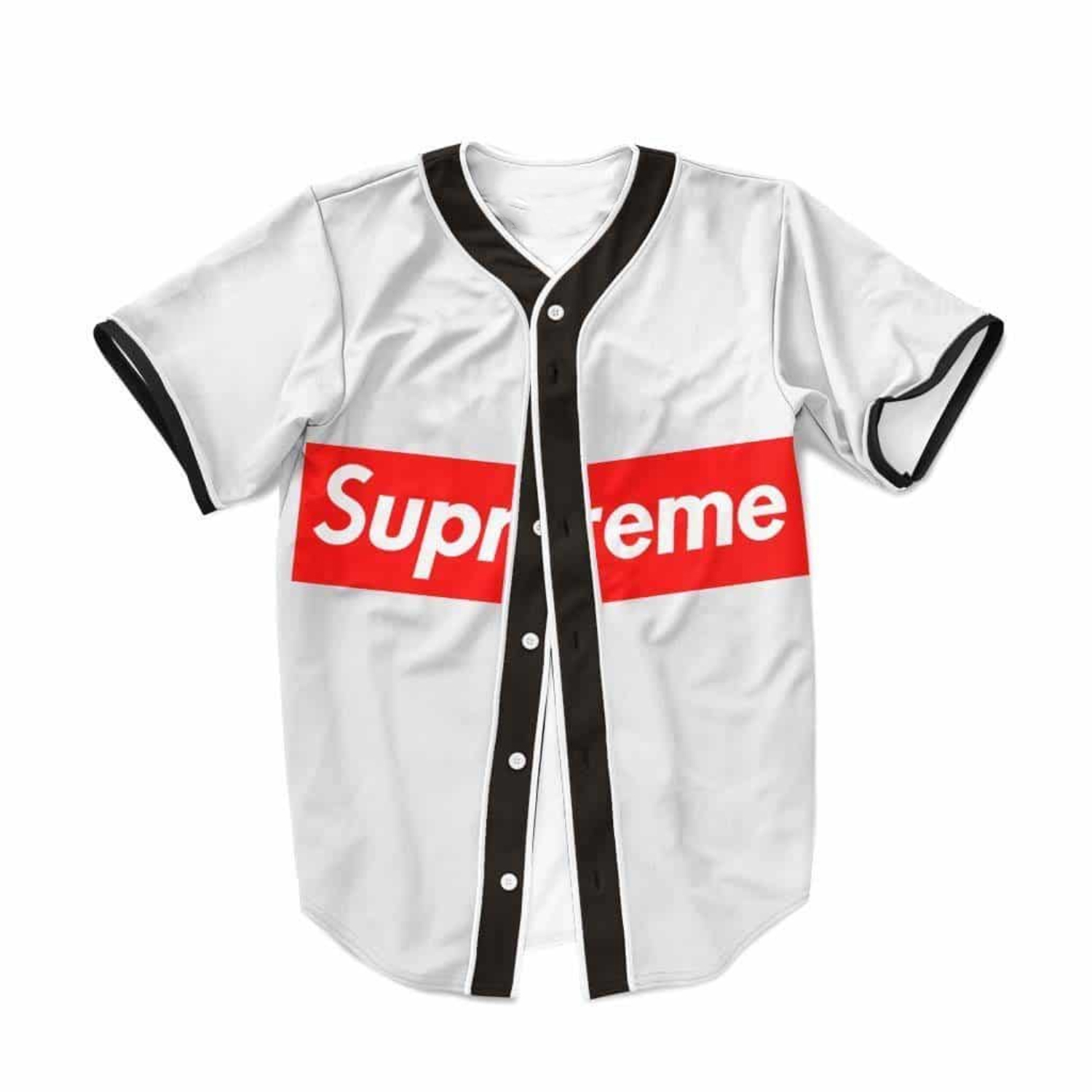 Supreme Brand Streetwear - White Supreme Style Baseball Jersey 3D