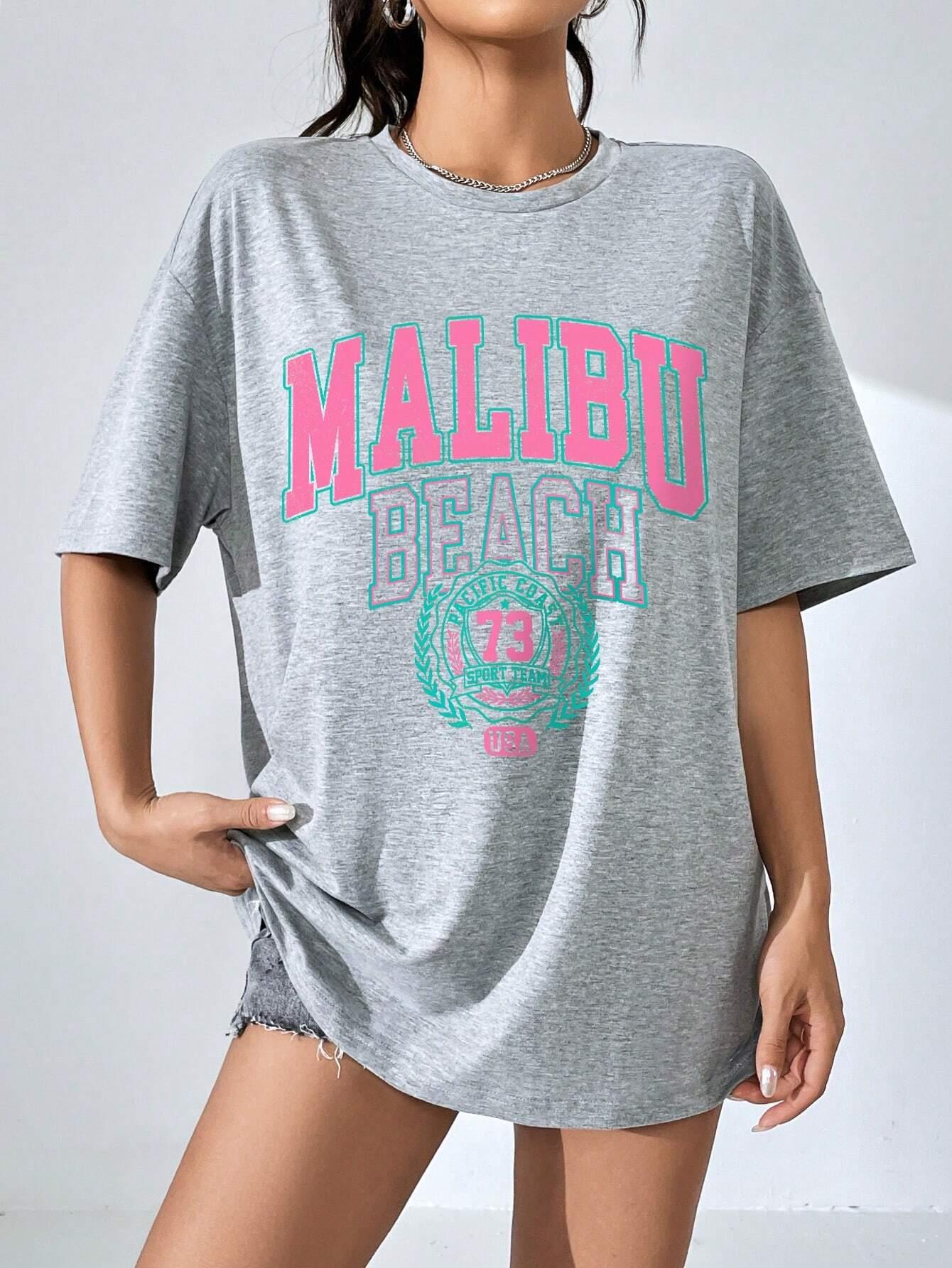 Malibu Beach Letter Print Prin - огляд і ціна Streetwear Clothing Brands