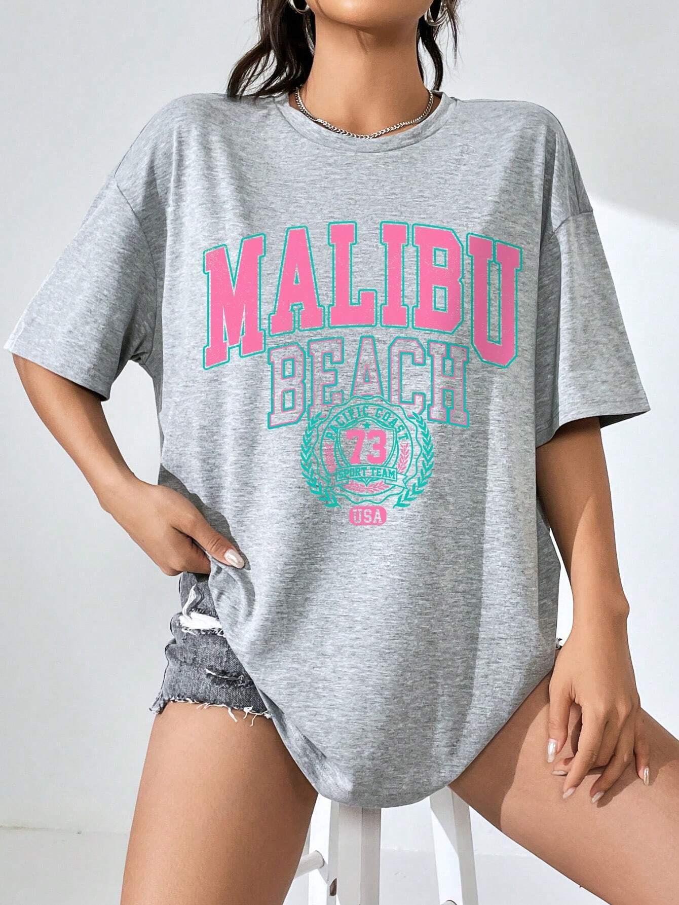 Malibu Beach Letter Print Prin - огляд і ціна Streetwear Clothing Brands