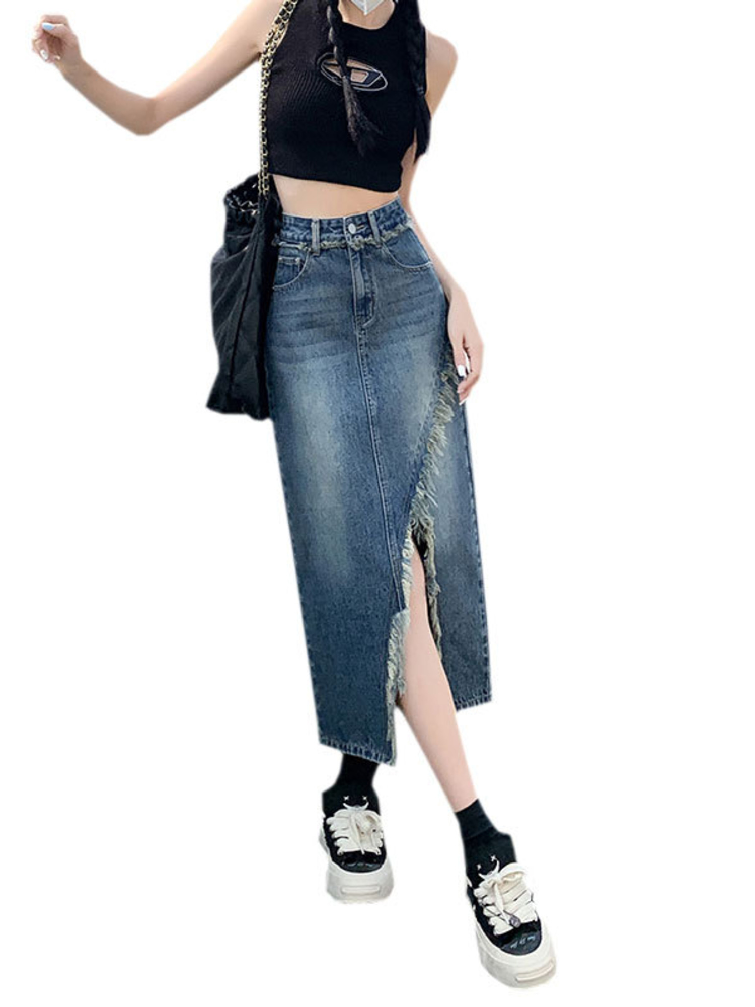 Women's High Waist Denim Skirt - огляд і ціна Streetwear Brand Pants