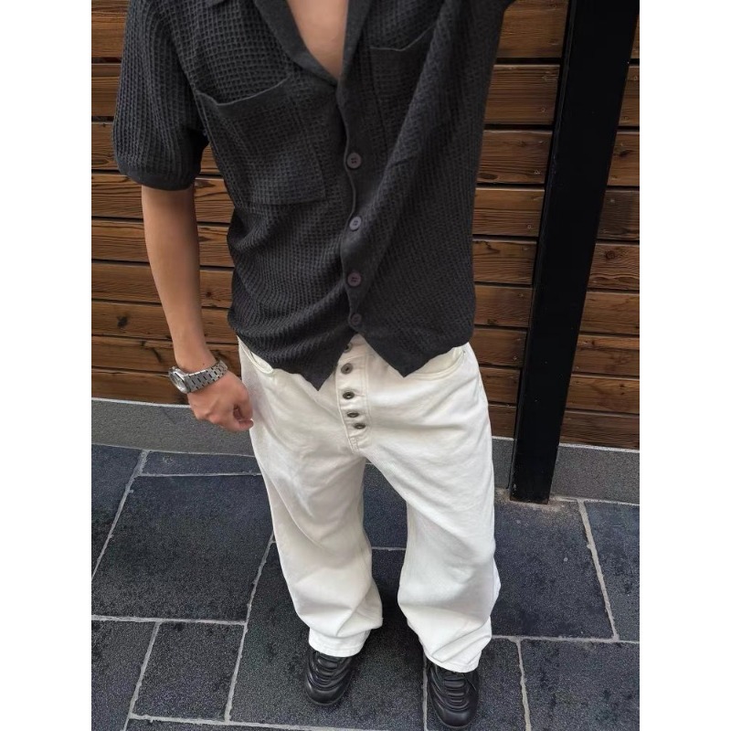 Men's White Wide Leg Jeans Hig - огляд і ціна Streetwear Brand Pants